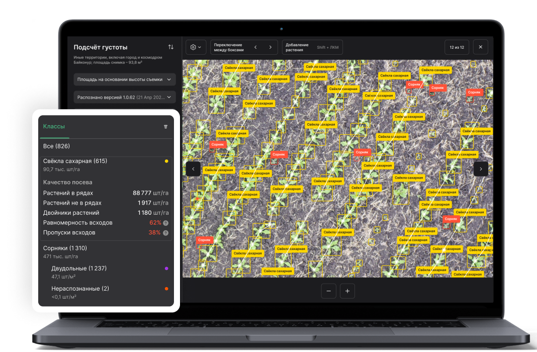 Подсчёт густоты и структуры урожая